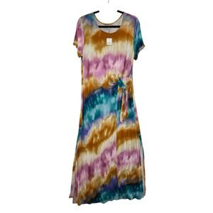 Cato Tie Dye Maxi Dress Women's L Large Multicolor Casual Summer